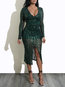 Sexy Bodycon V-neck Plain Cut Out Bodycon Dresses (Style V200775)