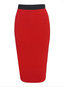 Knee Length Bodycon Western Patchwork Color Block Skirt (Style V200786)