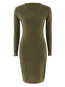 Casual Bodycon Round Neck Plain Casual Dresses (Style V200789)