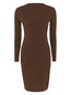 Casual Bodycon Round Neck Plain Casual Dresses (Style V200789)