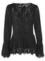Round Neck Midi Slim Plain Lace Blouse (Style V200795)