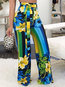 Maxi Loose Western Pattern Color Block Casual Pants (Style V200800)