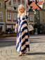 Bohemian Expansion Round Neck Striped Patchwork Maxi Dresses (Style V200801)