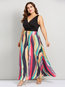 Western Expansion V-neck Color Block Polyester Maxi Dresses (Style V200803)