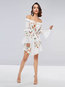 Travel Look A-line Off The Shoulder Floral Print Mini Dresses (Style V200806)
