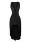 Sexy Asymmetrical V-neck Plain Asymmetrical Maxi Dresses (Style V200808)