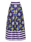 Ankle Length A-line Patchwork Satin Striped Skirt (Style V200810)