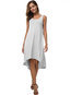 Casual Asymmetrical Round Neck Plain Asymmetrical Casual Dresses (Style V200819)