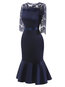 Elegant Mermaid Round Neck Patchwork Knee Length Dresses (Style V200820)