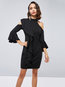 Sweet Bodycon Plain Patchwork Knee Length Dresses (Style V200827)