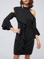 Sweet Bodycon Plain Patchwork Knee Length Dresses (Style V200827)