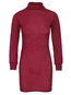 Casual Bodycon Turtleneck Plain Casual Dresses (Style V200830)