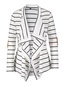 Shawl Collar Loose Travel Look Striped Cotton Sweater (Style V200838)