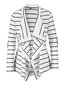 Shawl Collar Loose Travel Look Striped Cotton Sweater (Style V200838)