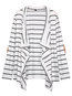 Shawl Collar Loose Travel Look Striped Cotton Sweater (Style V200838)