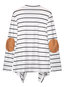 Shawl Collar Loose Travel Look Striped Cotton Sweater (Style V200838)