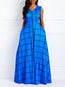 Western Expansion V-neck Plaid Zipper Maxi Dresses (Style V200851)