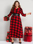 Casual Expansion V-neck Plaid Ant Cloth Casual Dresses (Style V200855)