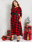 Casual Expansion V-neck Plaid Ant Cloth Casual Dresses (Style V200855)