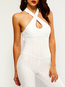 Skinny Western Plain Polyester Backless Jumpsuit (Style V200864)