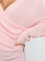 V-neck Midi Loose Elegant Plain Sweater (Style V200871)