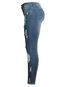 Maxi Skinny Hollow Out Denim Plain Jeans (Style V200881)