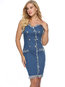 Sexy Bodycon Spaghetti Strap Plain Button Bodycon Dresses (Style V200883)