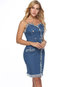 Sexy Bodycon Spaghetti Strap Plain Button Bodycon Dresses (Style V200883)