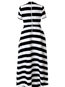 Western Expansion Stand Collar Striped Patchwork Maxi Dresses (Style V200884)