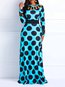 Vintage Expansion Round Neck Polka Dot Print Maxi Dresses (Style V200895)