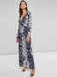 Maxi Slim Western Plants Pattern Jumpsuit (Style V200897)