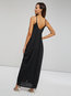 Bohemian Spaghetti Strap Plain Backless Cotton Blends Boho Dresses (Style V200898)