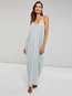 Bohemian Spaghetti Strap Plain Backless Cotton Blends Boho Dresses (Style V200898)