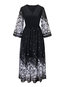 Travel Look Expansion V-neck Floral Print Maxi Dresses (Style V200902)