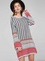 Casual Straight Round Neck Striped Patchwork Casual Dresses (Style V200907)