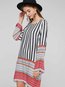 Casual Straight Round Neck Striped Patchwork Casual Dresses (Style V200907)