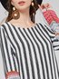 Casual Straight Round Neck Striped Patchwork Casual Dresses (Style V200907)
