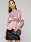 Round Neck Standard Slim Polyester Ruffle Blouse (Style V200922)
