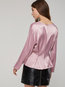 Round Neck Standard Slim Polyester Ruffle Blouse (Style V200922)