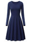 Basic Expansion Round Neck Plain Cotton Blends Midi Dresses (Style V200924)