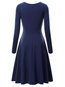 Basic Expansion Round Neck Plain Cotton Blends Midi Dresses (Style V200924)