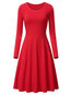 Basic Expansion Round Neck Plain Cotton Blends Midi Dresses (Style V200924)