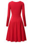 Basic Expansion Round Neck Plain Cotton Blends Midi Dresses (Style V200924)