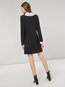 A-line Polo Neck Color Block Button Knitted Mini Dresses (Style V200925)