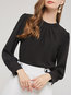 Stand Collar Slim Gradient Chiffon Patchwork Blouse (Style V200926)