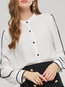 Stand Collar Slim Casual Color Block Patchwork Blouse (Style V200927)