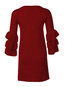 Elegant Straight Round Neck Plain Cascading Ruffle Mini Dresses (Style V200934)