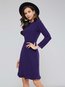Basic Round Neck Plain Wavy Edge Cotton Blends Knee Length Dresses (Style V200950)