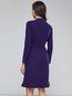 Basic Round Neck Plain Wavy Edge Cotton Blends Knee Length Dresses (Style V200950)