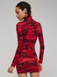 Western Bodycon Turtleneck Camouflage Print Bodycon Dresses (Style V200952)